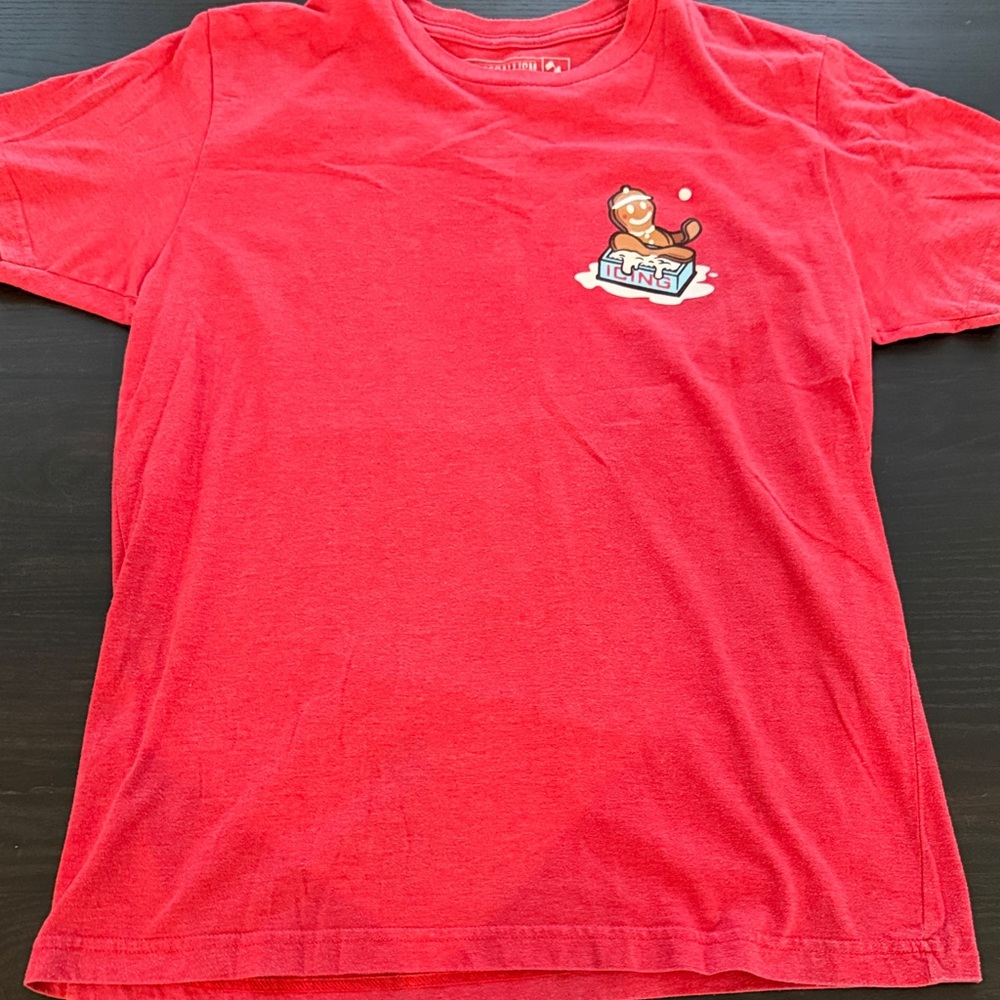 Red Men’s Baseballism Shirt with Bear Print